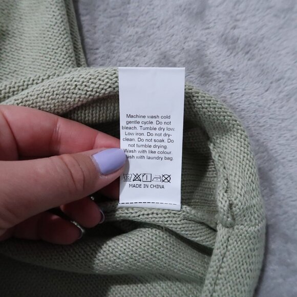 Sweater Womens L Green Knit Vest Pullover Cardigan Crew Neck Sleeveless Preppy - Picture 10 of 11